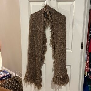 Elegant Brown Baby Alpaca hair Fringed Wrap